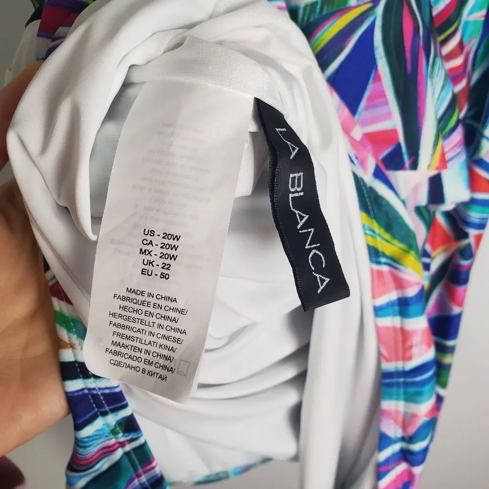 La Blanca Colorful Off-Shoulder Ruffle Swimsuit Size 20W